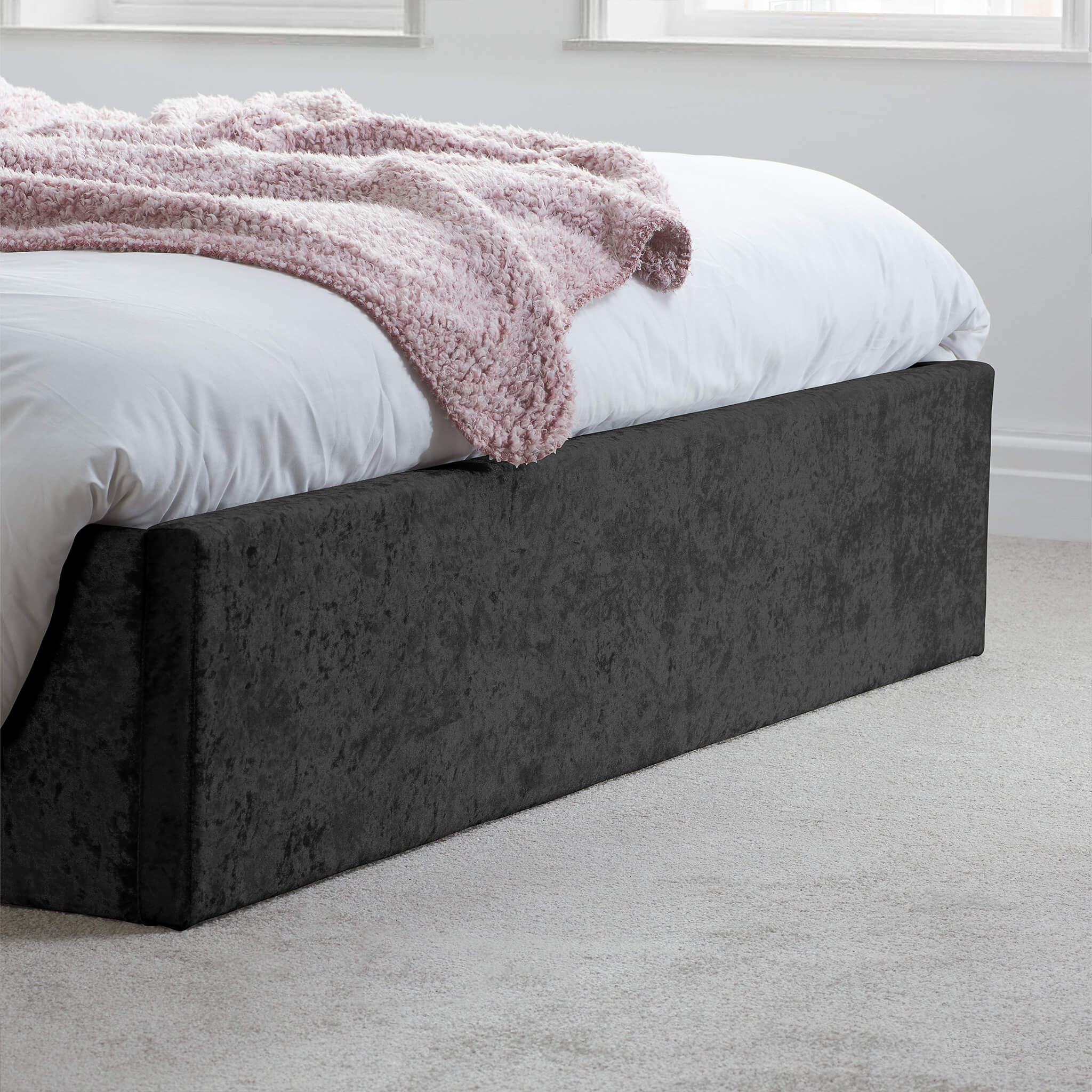 Berlin Black Velvet Fabric Ottoman Bed Frame - Image 4