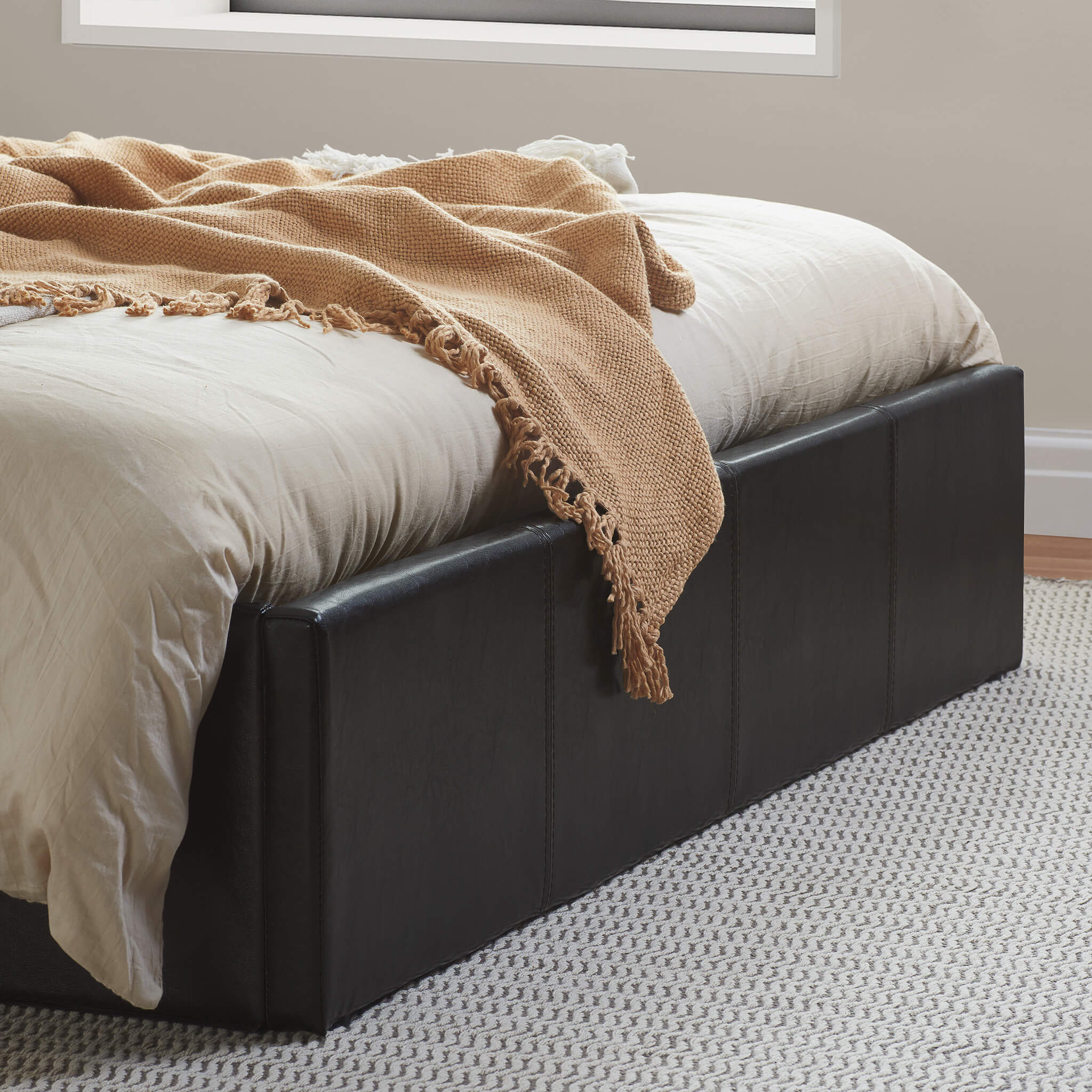 Berlin Brown Faux Leather Ottoman Bed Frame - Image 4