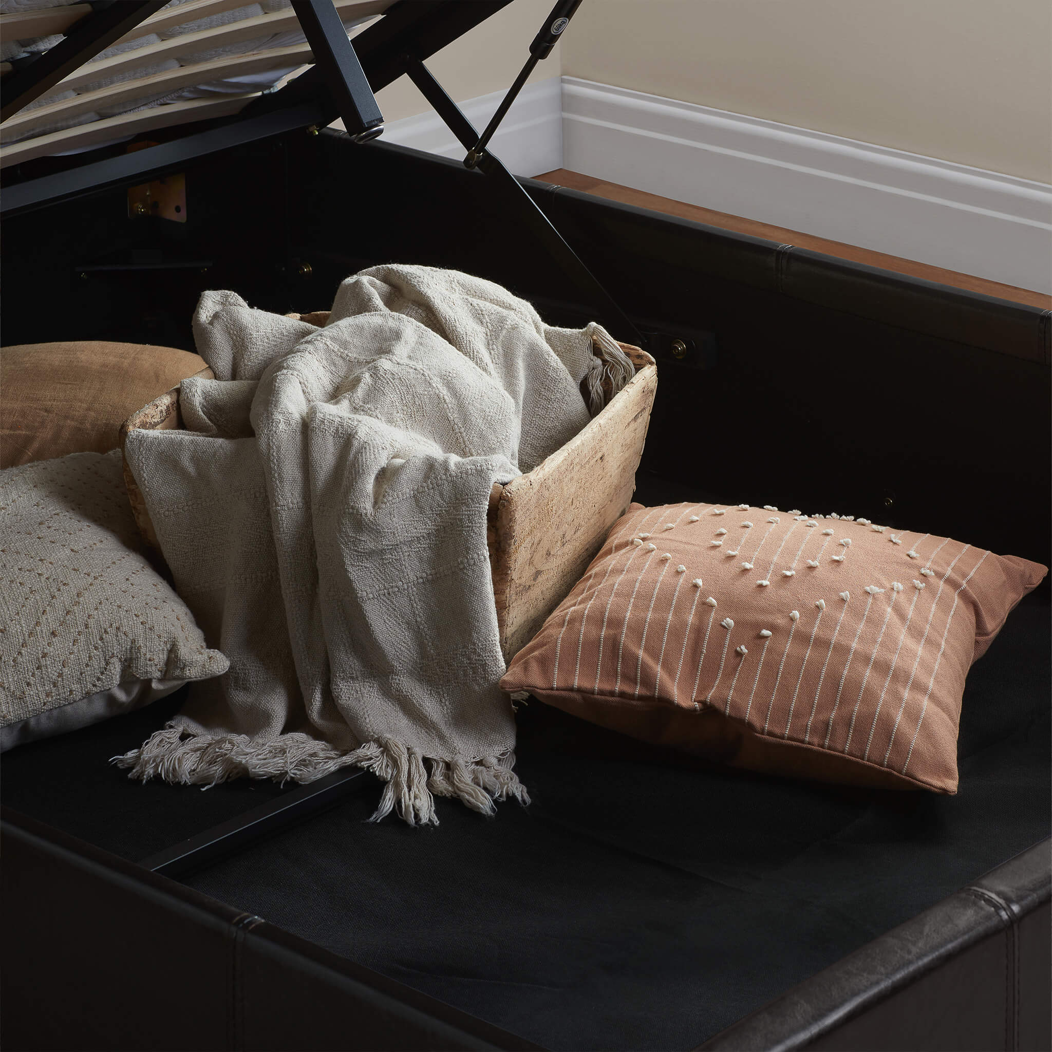 Berlin Brown Faux Leather Ottoman Bed Frame - Image 5