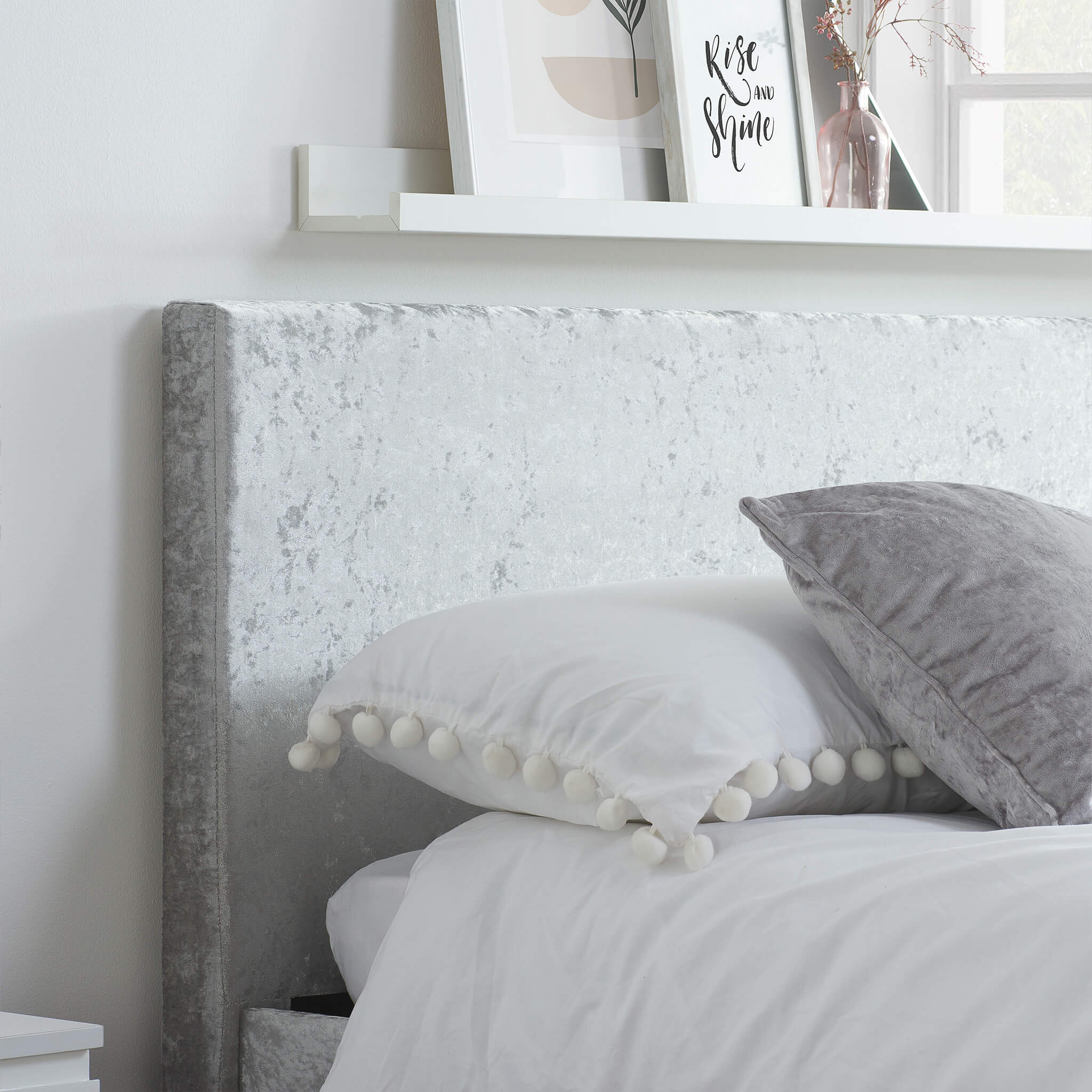 Berlin Steel Crushed Velvet Fabric Ottoman Bed Frame - Image 3