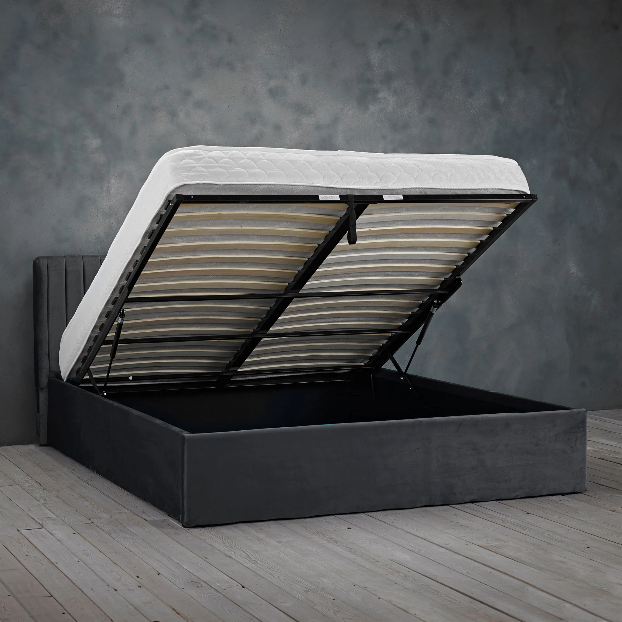 Berlin Upholstered Ottoman Bed Frame Silver - Image 2
