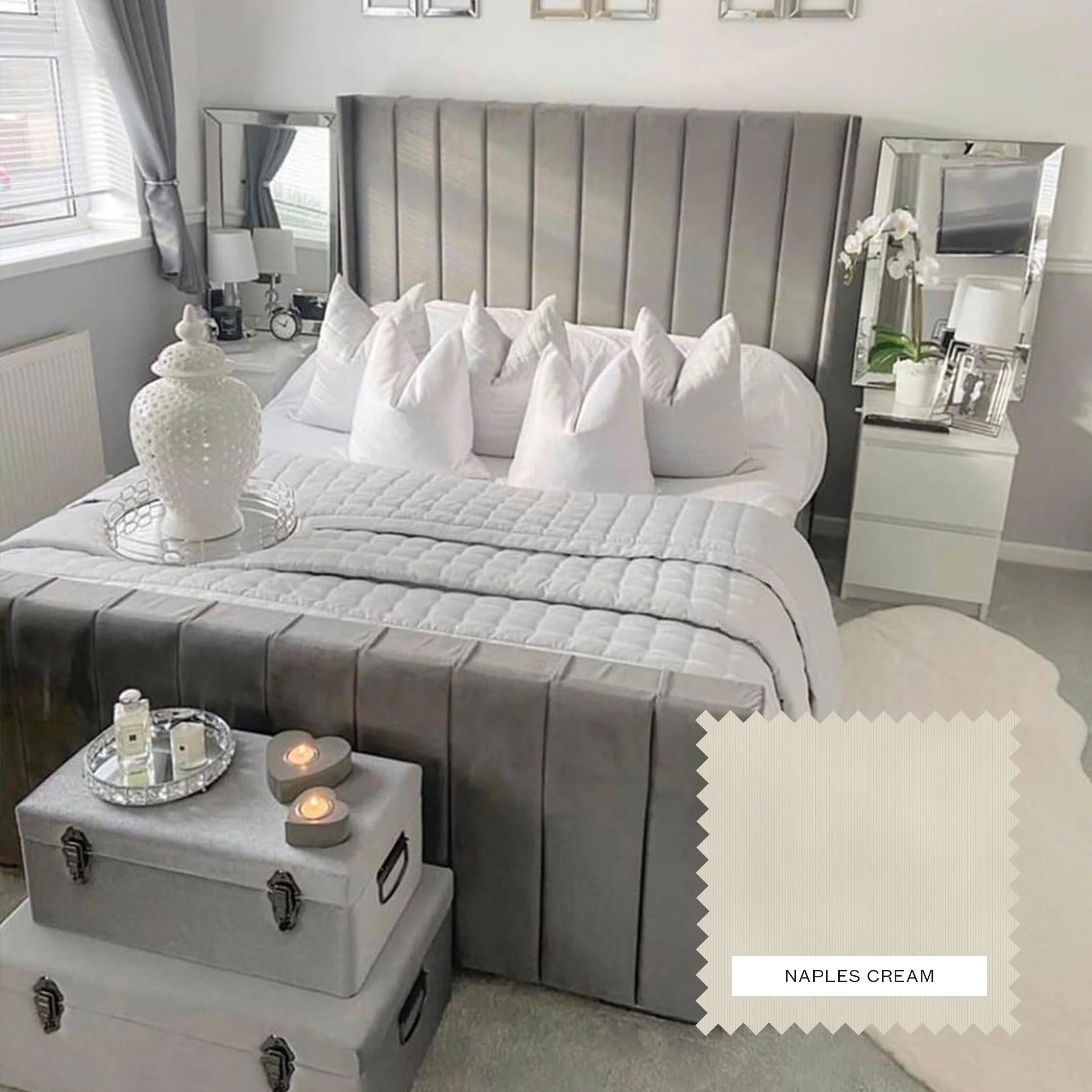 Charlotte Upholstered Bed Frame -- Naples Cream