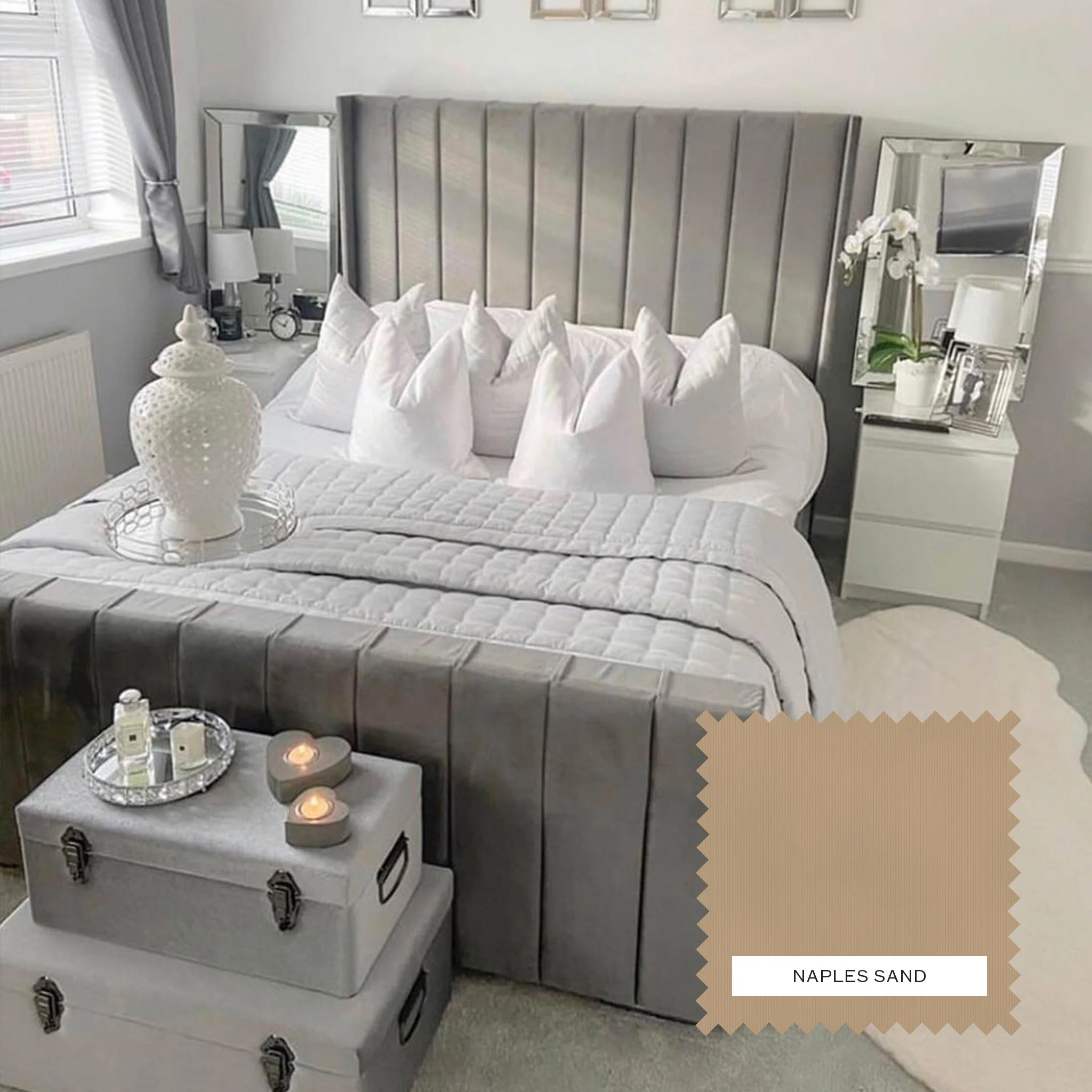 Charlotte Upholstered Bed Frame -- Naples Sand