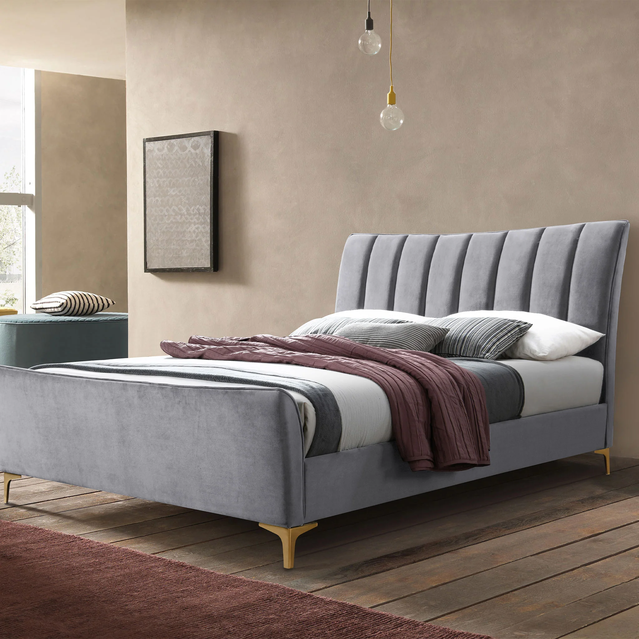 Clover Bed Grey Velvet