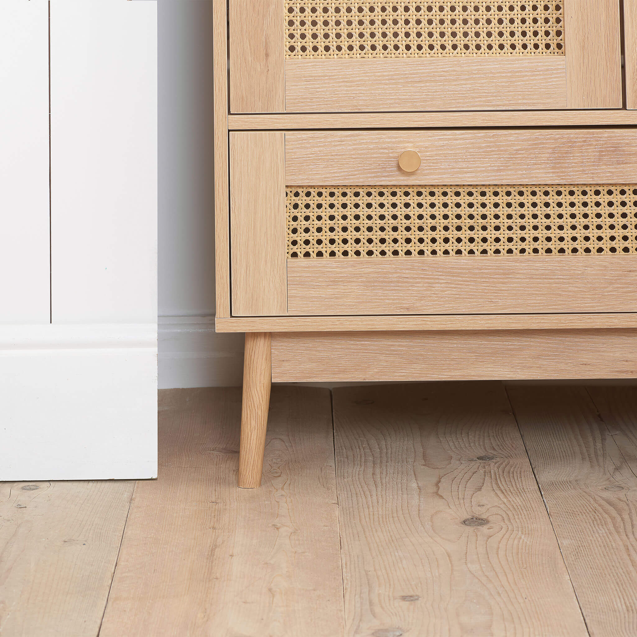 Croxley 2 Door 1 Drawer Rattan Wardrobe Oak - Image 5