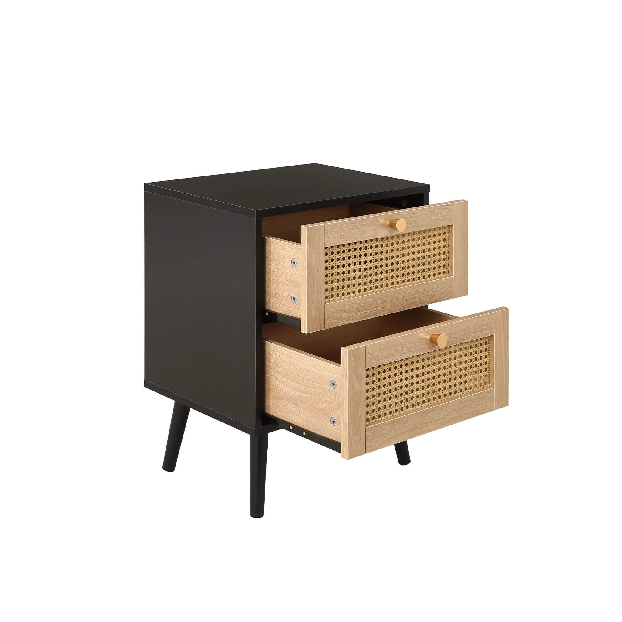 Croxley 2 Drawer Rattan Bedside Black - Image 5