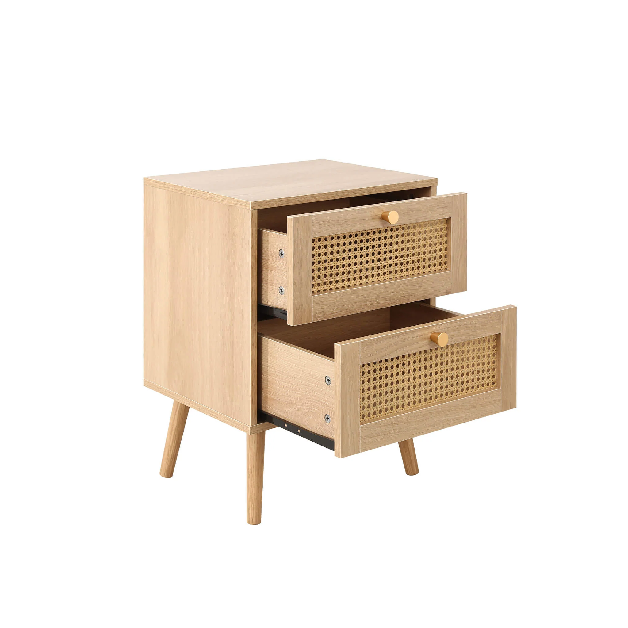Croxley 2 Drawer Rattan Bedside Oak - Image 5