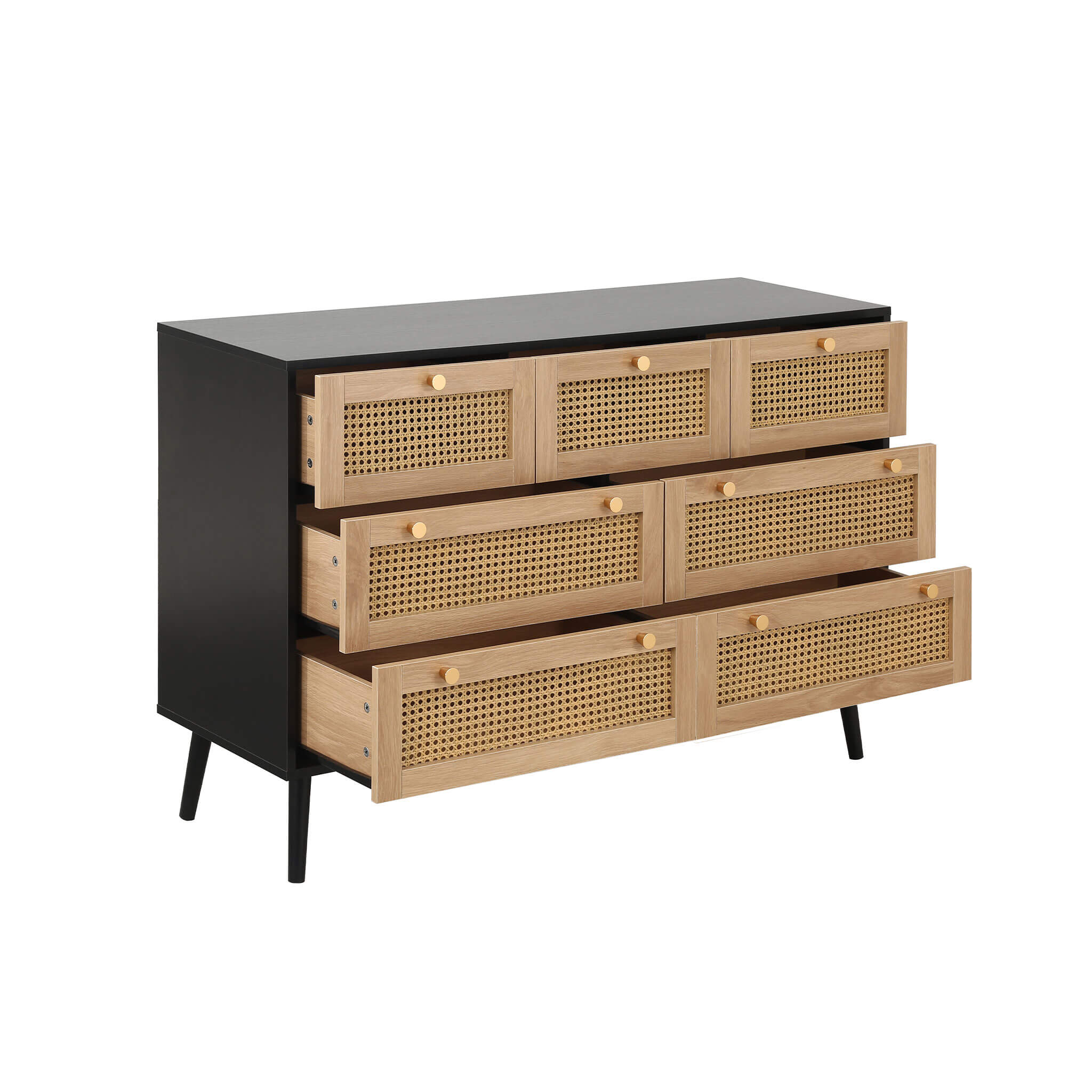 Croxley 7 Drawer Rattan Chest Black - Image 5