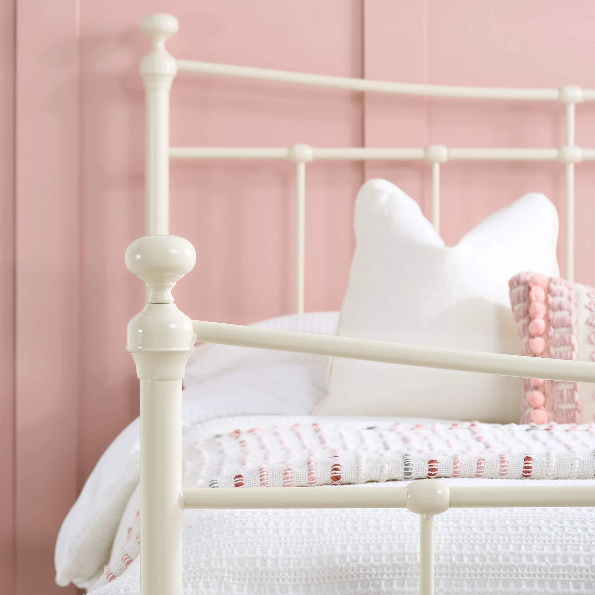 Emily Cream Metal Bed Frame - Image 3