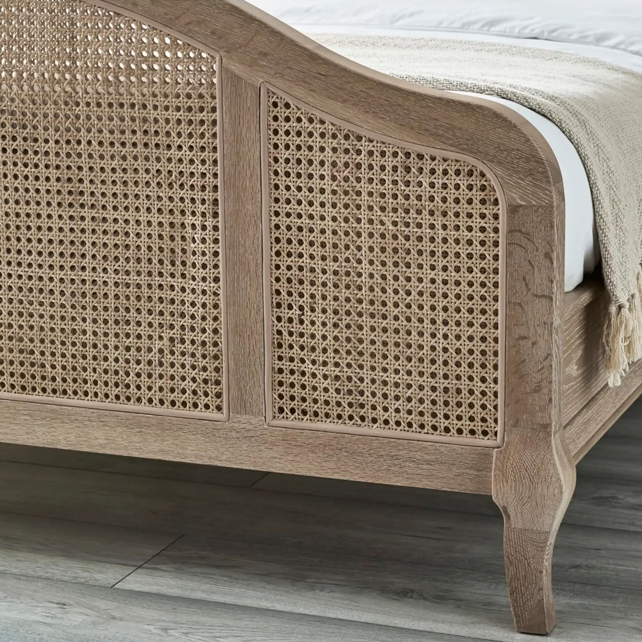 Fleur Rattan Oak Bed - Image 2
