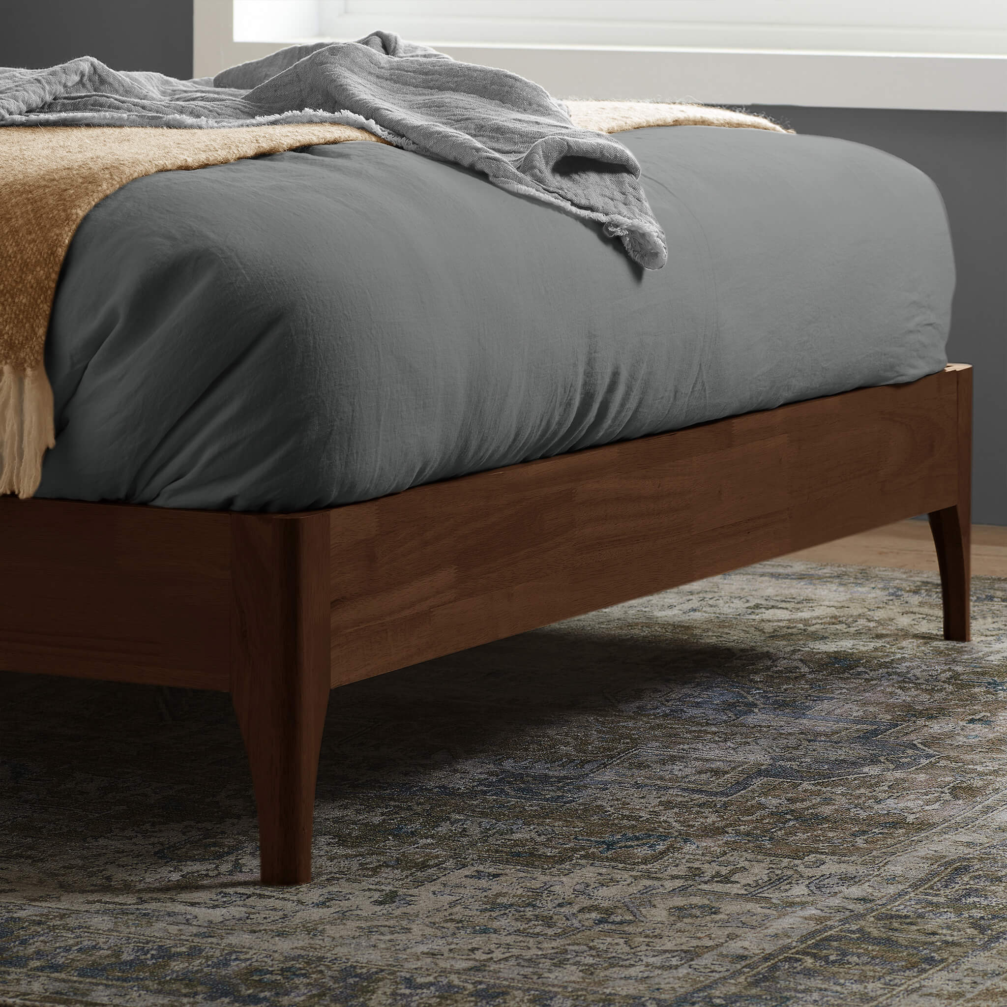 Halfden Boucle and Wooden Bed Grey - Image 4