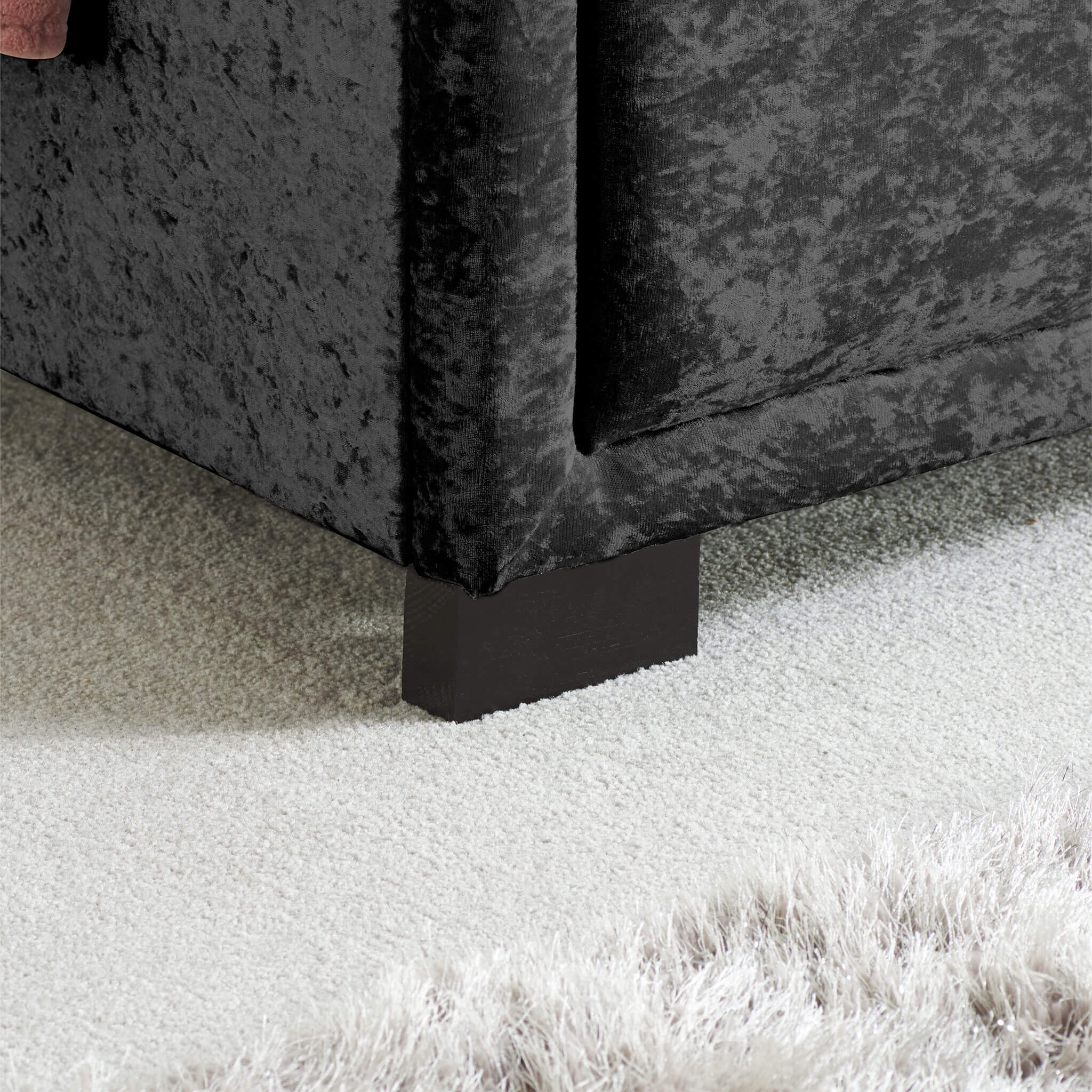 Hannover Black Crushed Velvet Fabric Bed Frame - Image 4