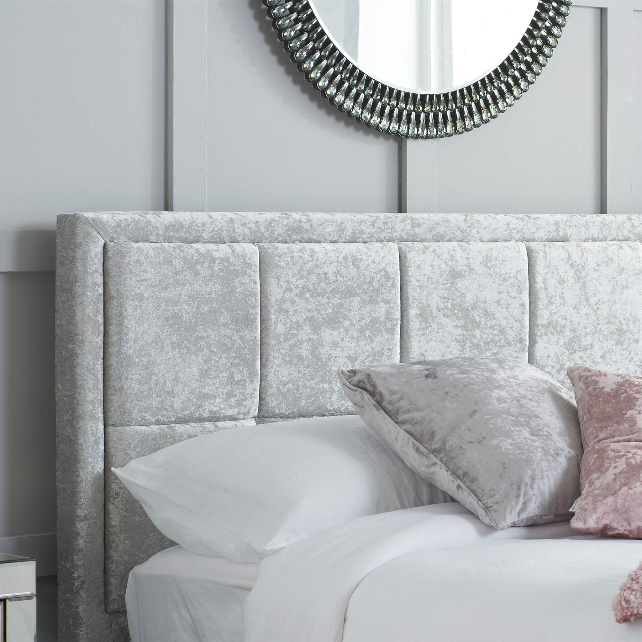 Hannover Steel Crushed Velvet Fabric Bed Frame - Image 2