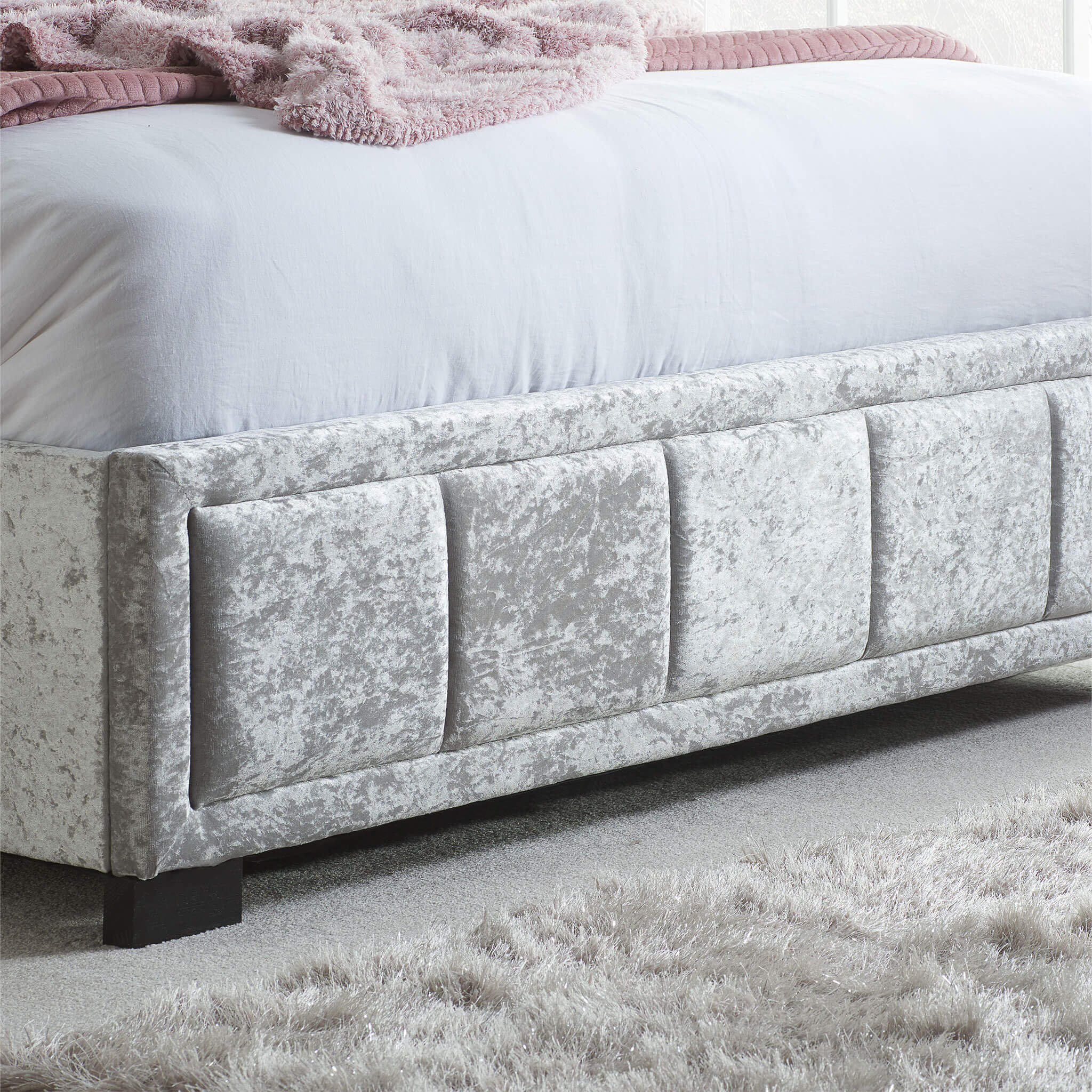 Hannover Steel Crushed Velvet Fabric Bed Frame - Image 3