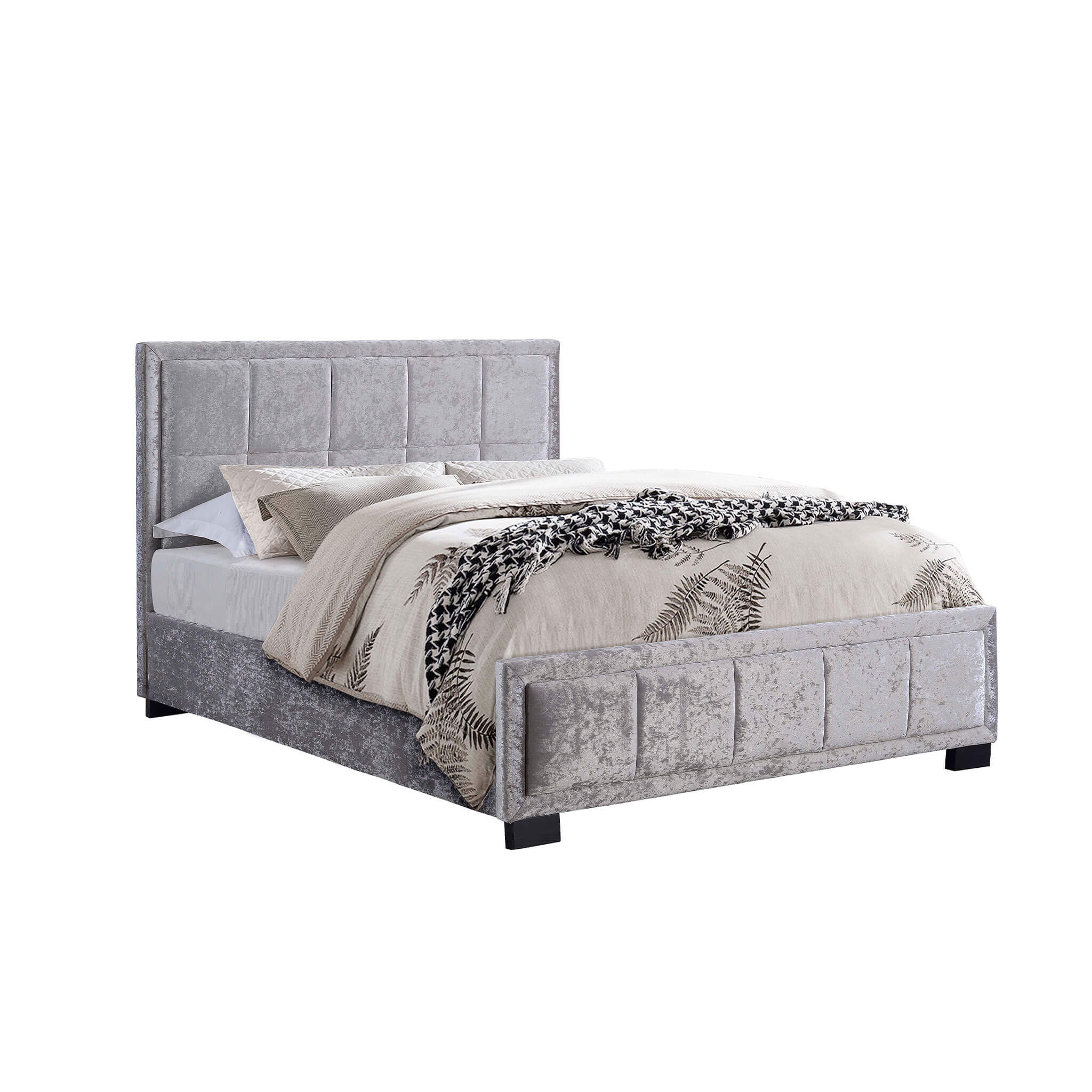 Hannover Steel Crushed Velvet Fabric Bed Frame - Image 5