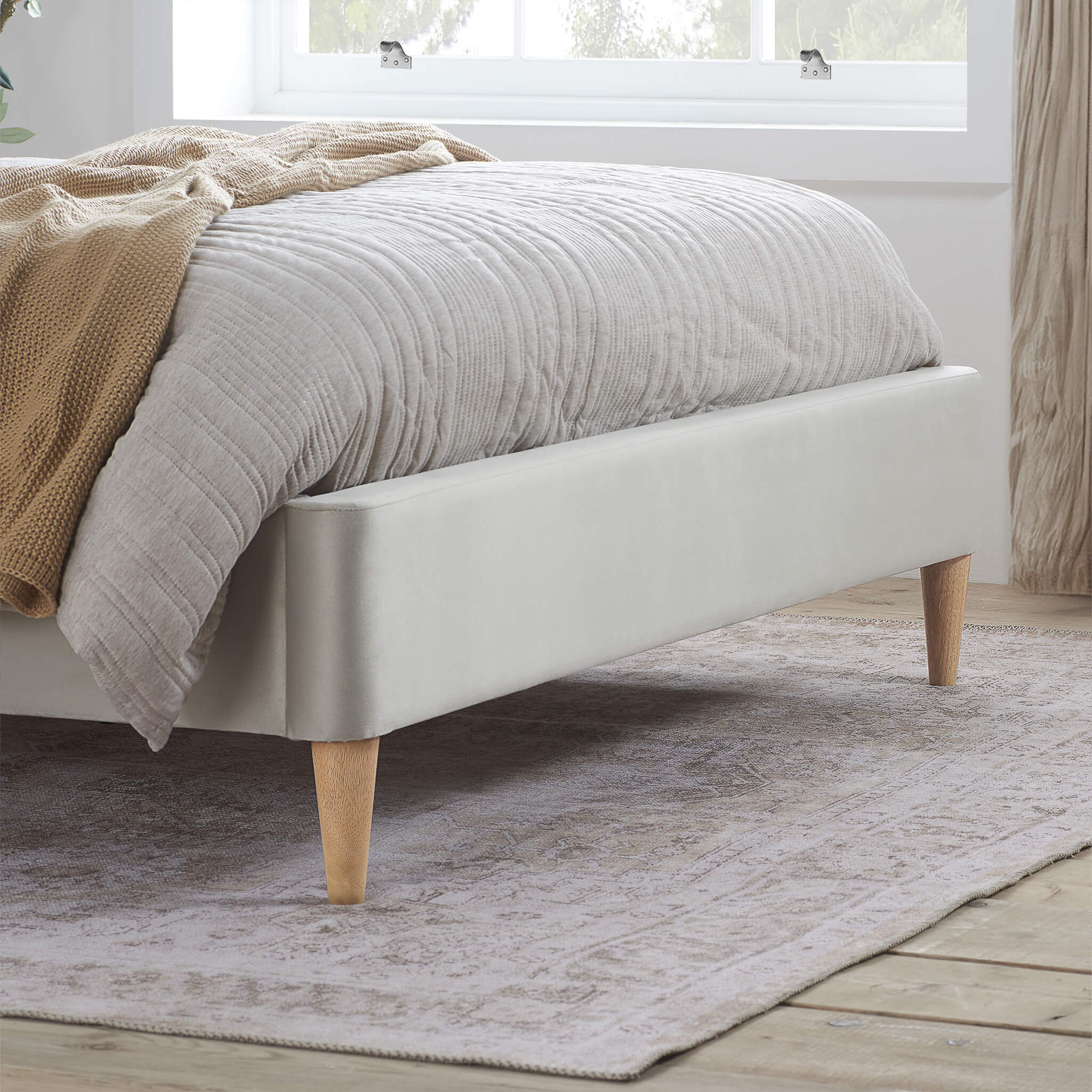 Harrington Upholstered Bed Warm Stone - Image 4
