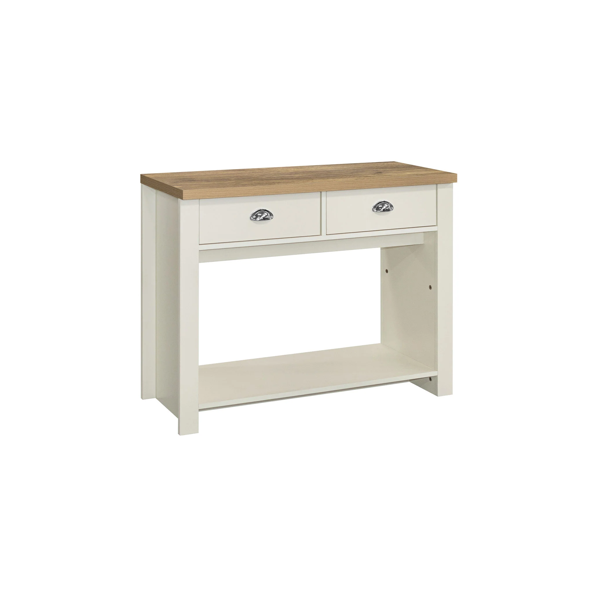 Highgate Cream & Oak 2 Drawer Console Table - Image 3