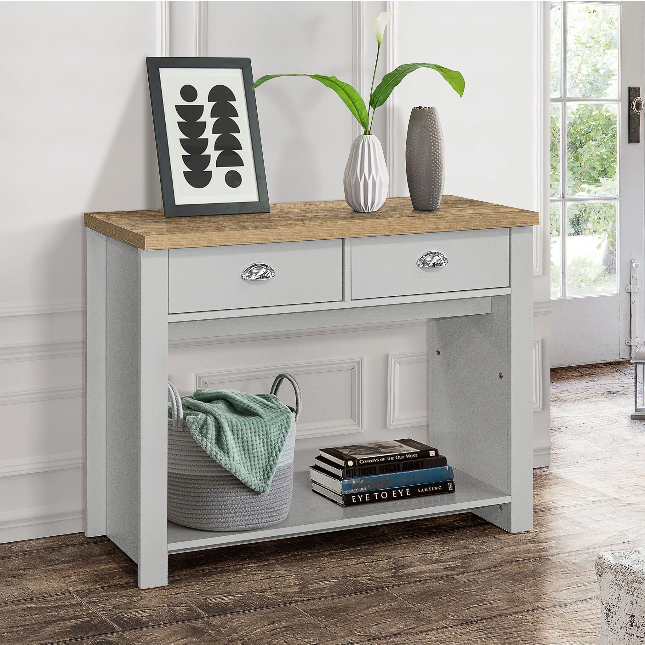 Highgate Grey & Oak 2 Drawer Console Table