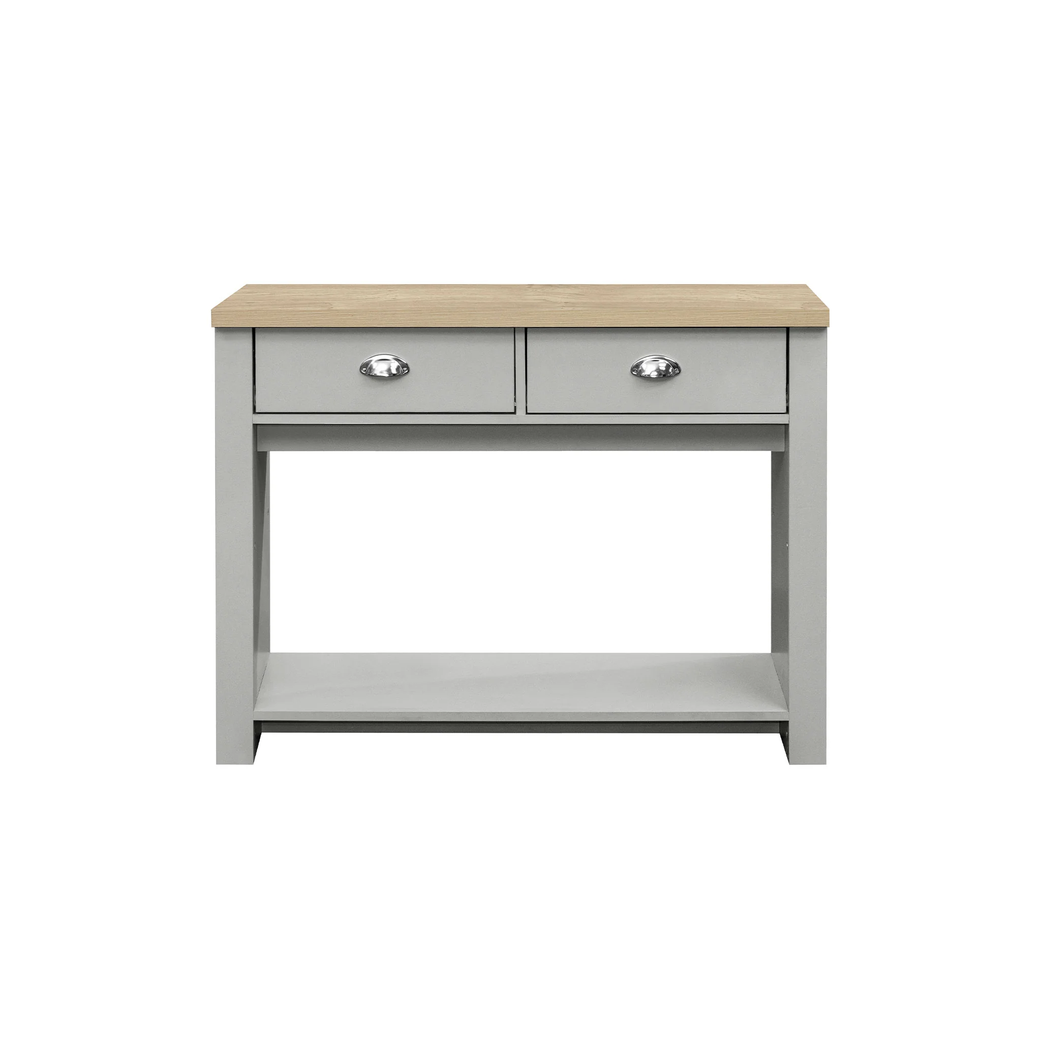 Highgate Grey & Oak 2 Drawer Console Table - Image 4