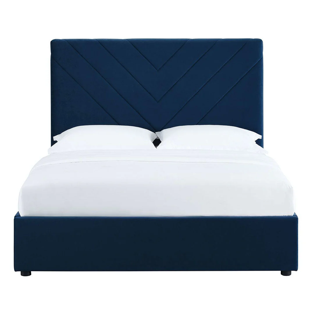 Islington Upholstered Bed Frame Blue - Image 2