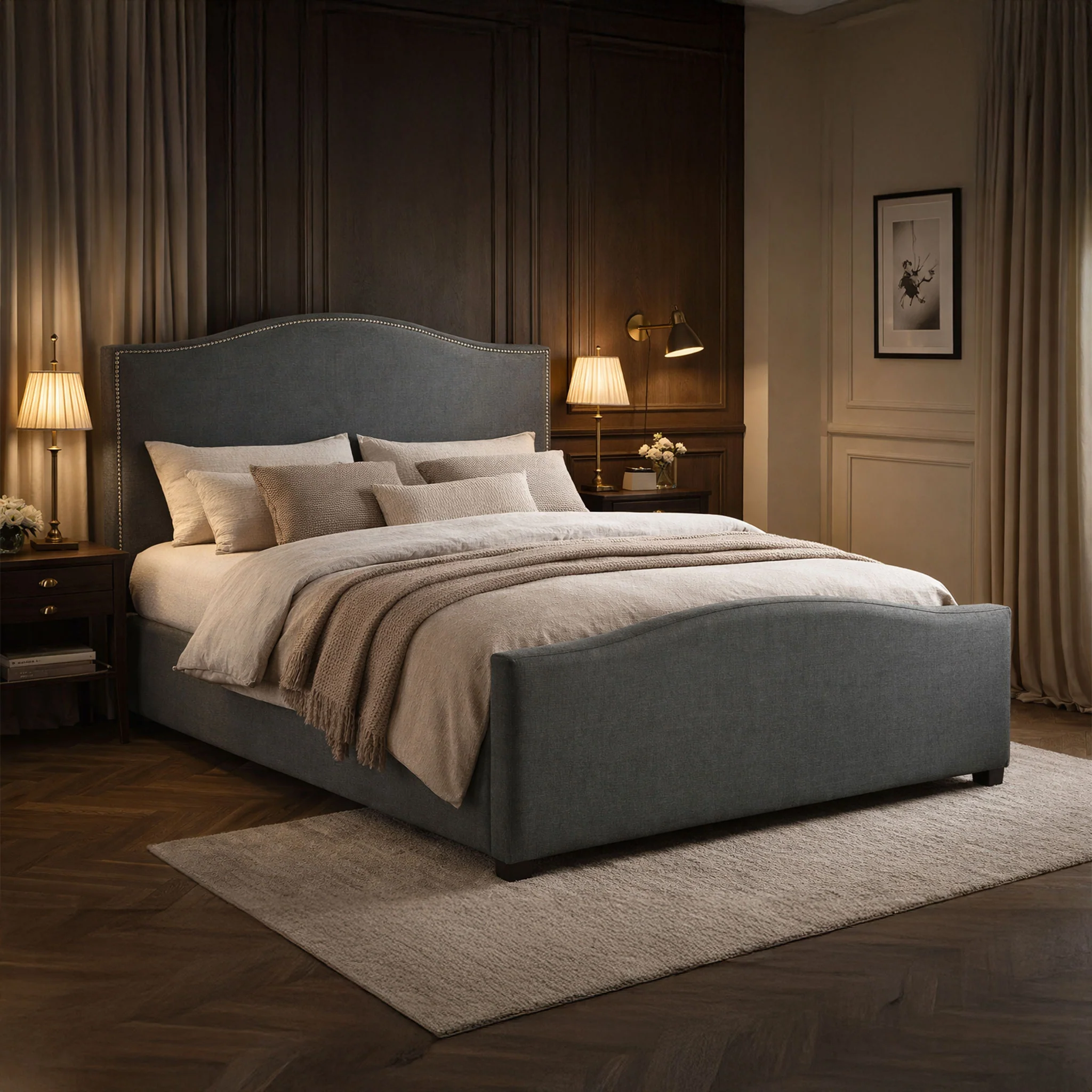 Lisbon Grey Fabric Ottoman Bed Frame