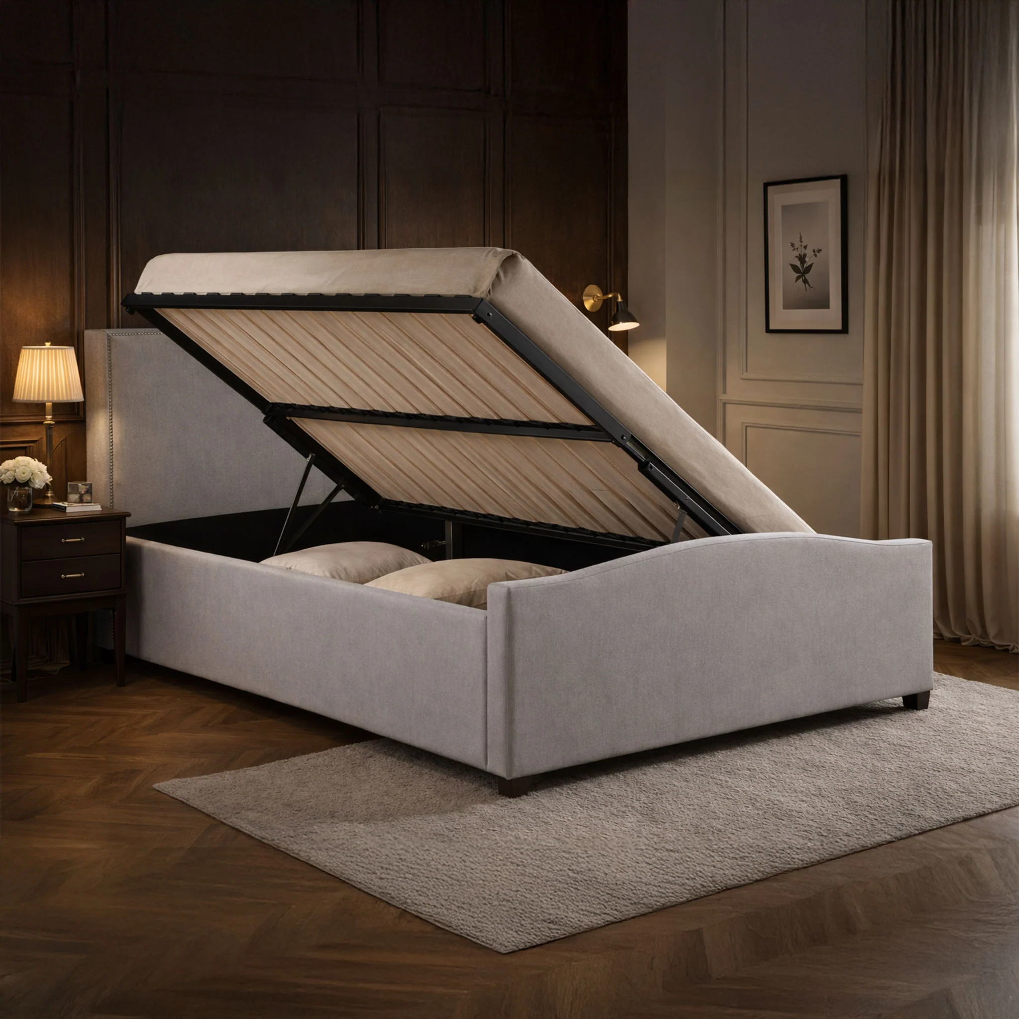Lisbon Sand Fabric Ottoman Bed Frame - Image 2