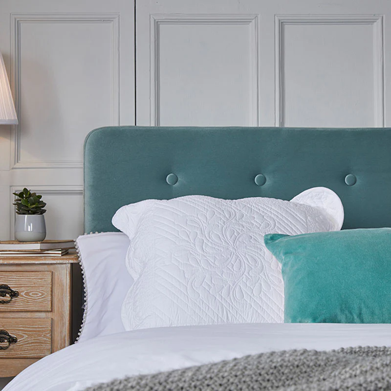 Pierre Upholstered Bed Frame -- Aqua - Image 2
