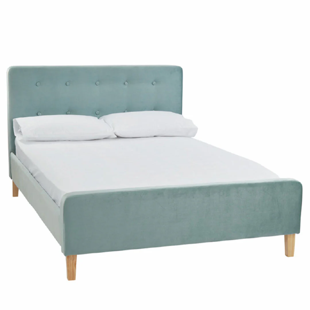 Pierre Upholstered Bed Frame -- Aqua - Image 3