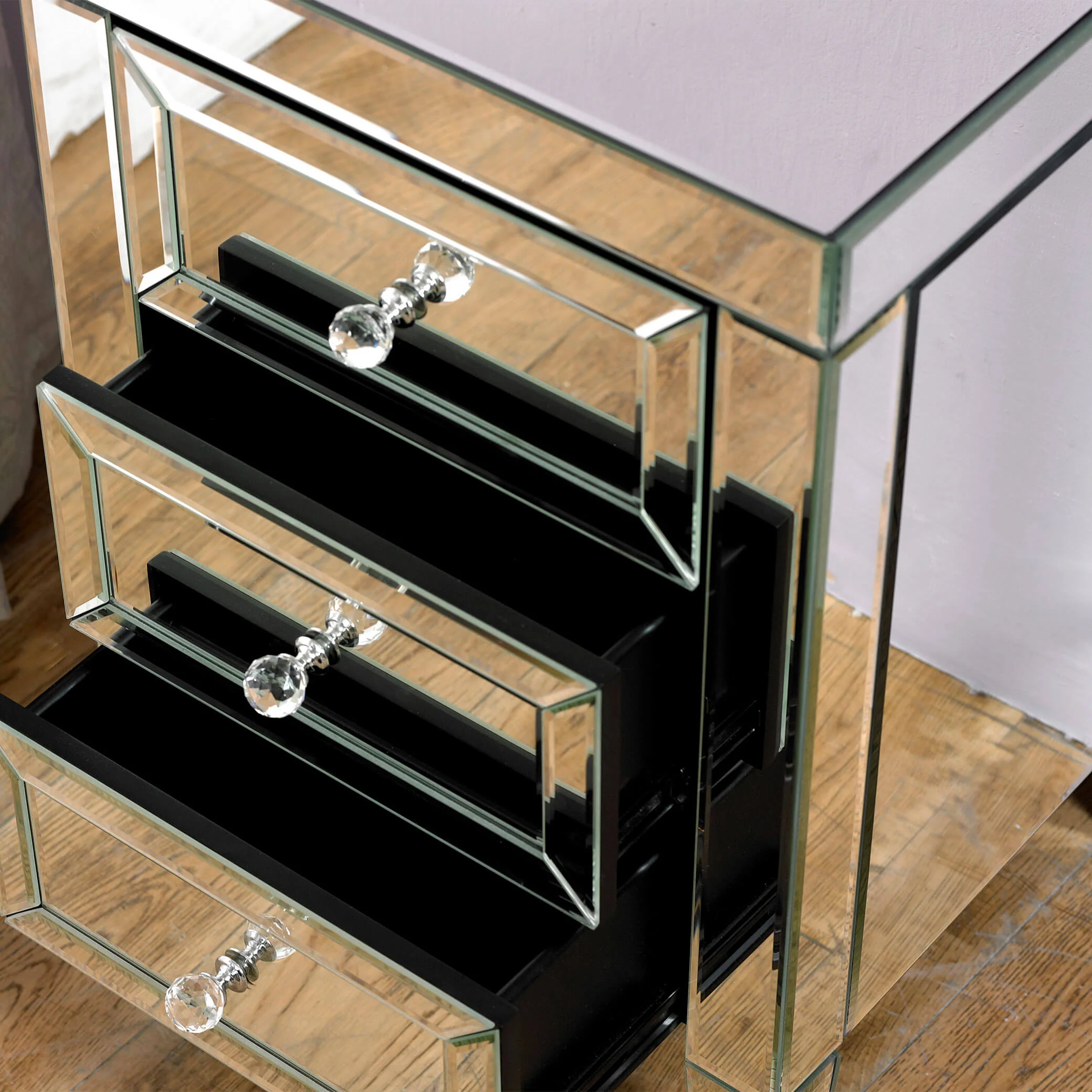 Valencia Mirrored 3 Drawer Bedside - Image 2