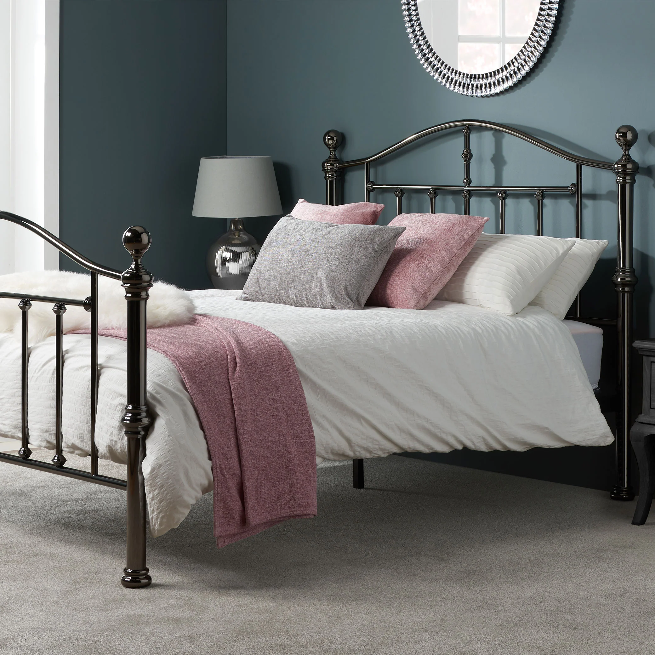 Victoria Black Nickel Metal Bed Frame
