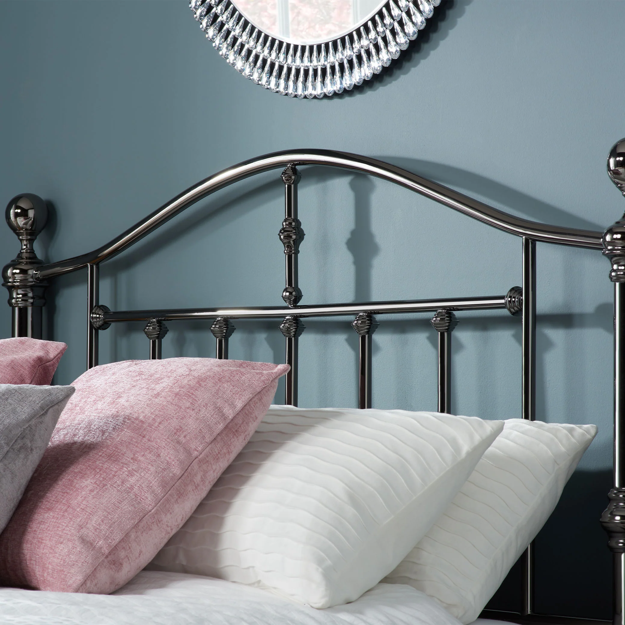 Victoria Black Nickel Metal Bed Frame - Image 2