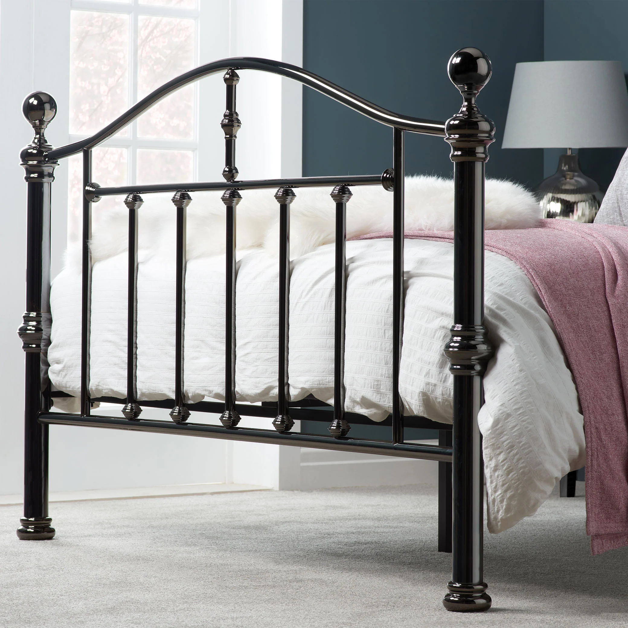 Victoria Black Nickel Metal Bed Frame - Image 3