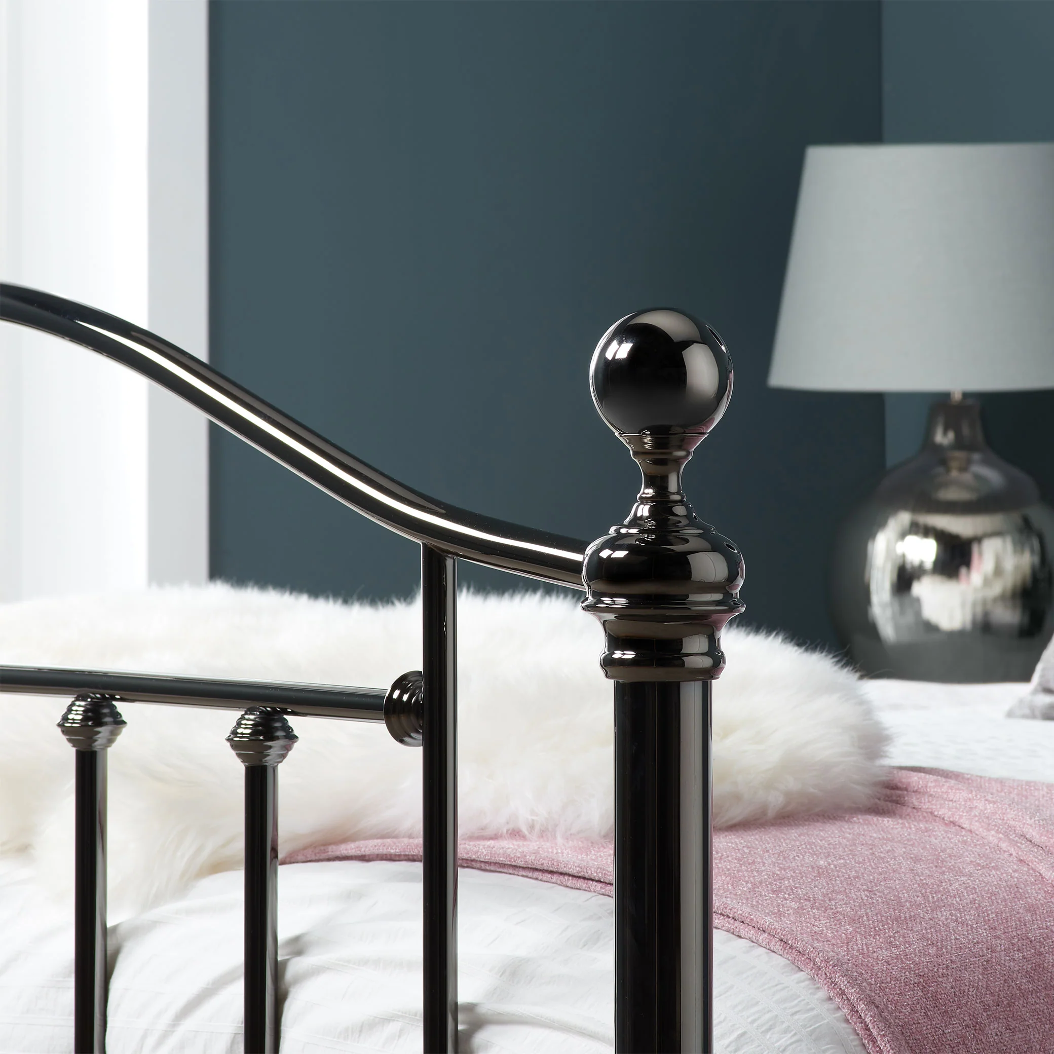 Victoria Black Nickel Metal Bed Frame - Image 4